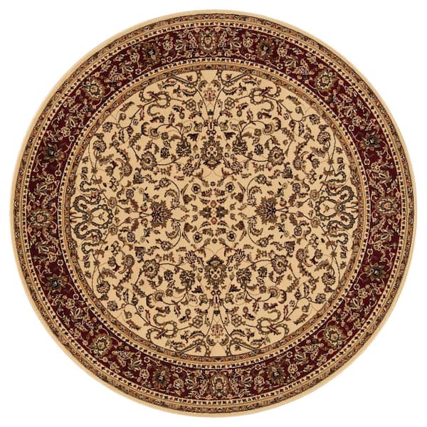 Concord Global Trading Persian Classics Kashan Ivory 5 ft. Round Area Rug