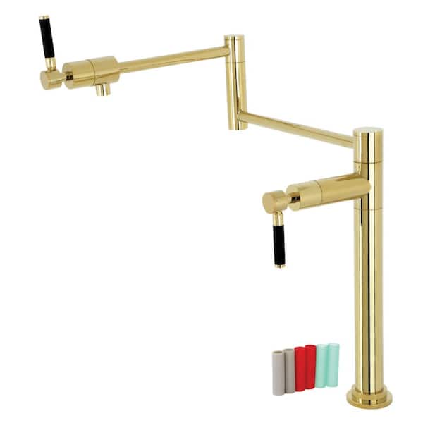 Kingston Brass Kaiser Deck Mount Pot Filler Faucet in Polished Brass