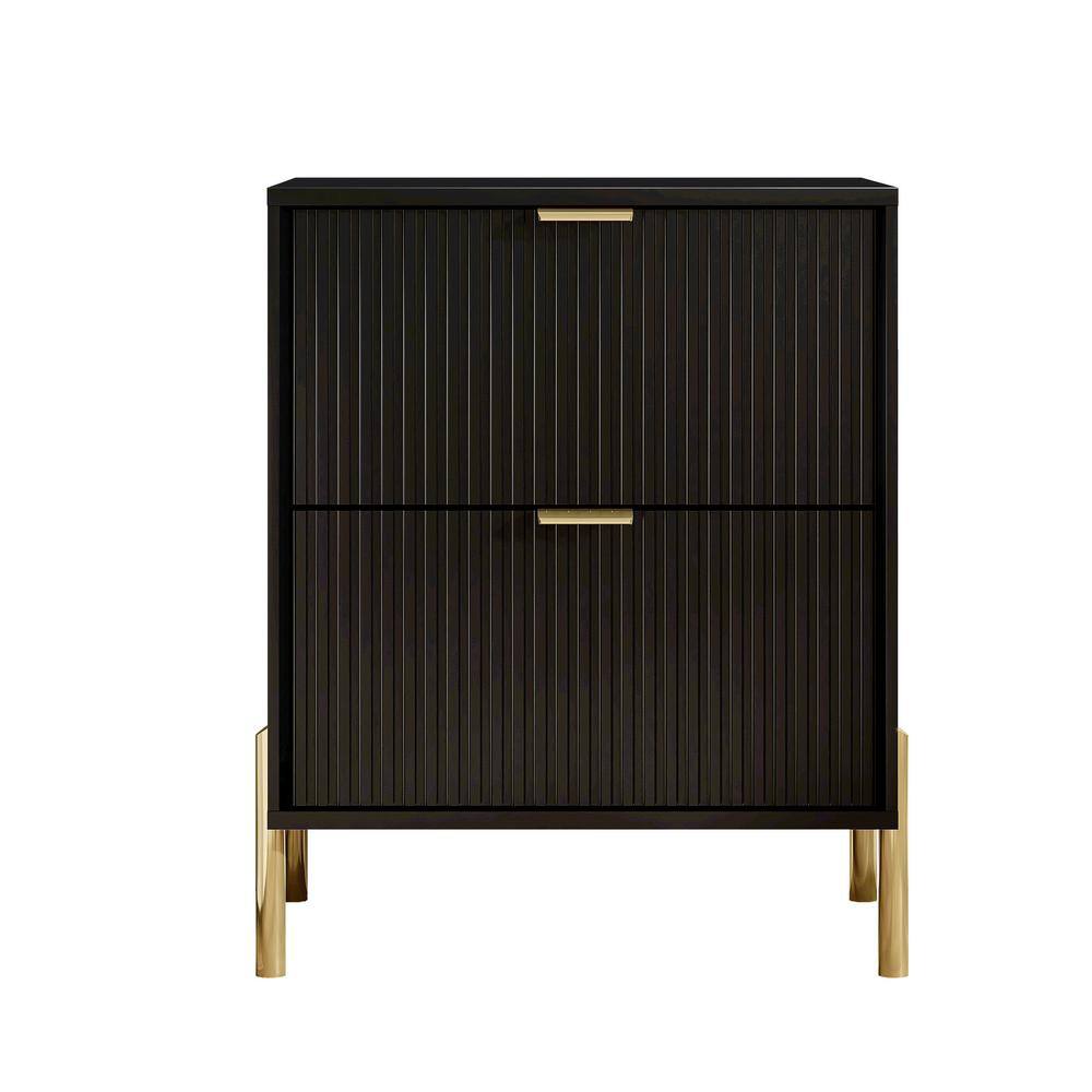 Festivo Black and Gold 2-Drawer Nightstands Set