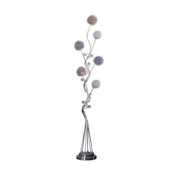 58.5 in. Silver 6-Light Standard Floor Lamp for Living Room, Bedroom with Metal Shade