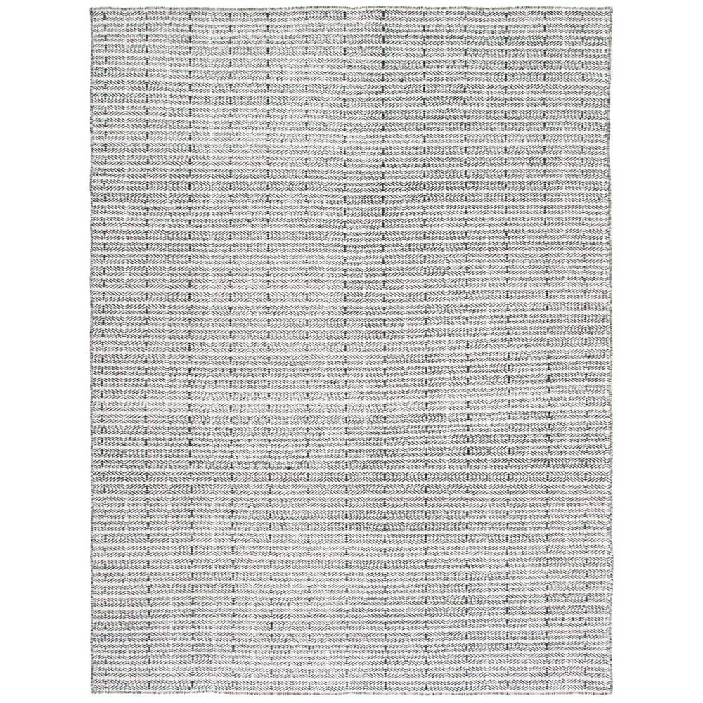 Handmade Black and Ivory Wool Tufted Reversible Area Rug, 9' x 12'