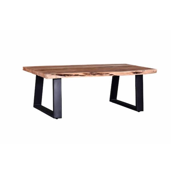 Benjara 26 in. Brown and Black Rectangle Wood Top Coffee Table