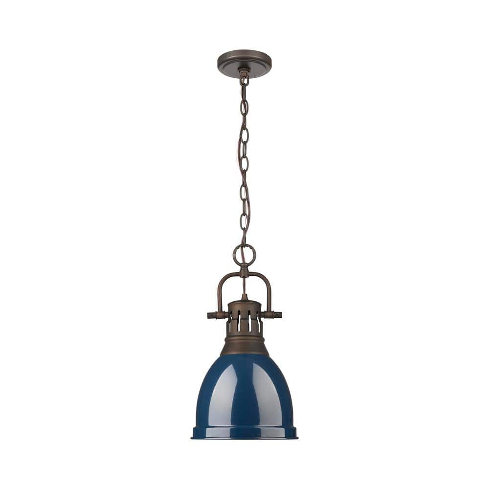 Duncan 100-Watt 1-Light Rubbed Bronze Pendant Light with Blue Shade and No Bulbs Included price history on PriceWatchPro