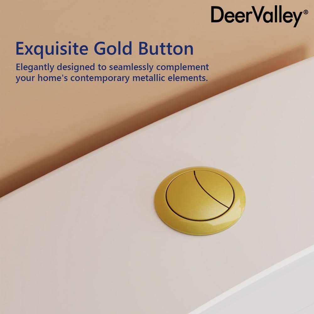 White and Gold Dual-Flush Elongated One-Piece Toilet