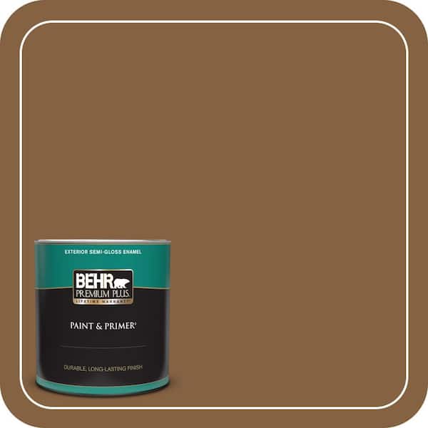 BEHR PREMIUM PLUS 1 qt. #MQ2-10 Burnt Caramel Semi-Gloss Enamel Exterior Paint & Primer