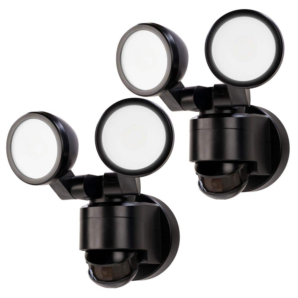 Defiant 180 Degree Integrated LED Motion Sensor Black Twin Head Outdoor  Flood Light (2-Pack) DFI-5852-BK(2) - The Home Depot