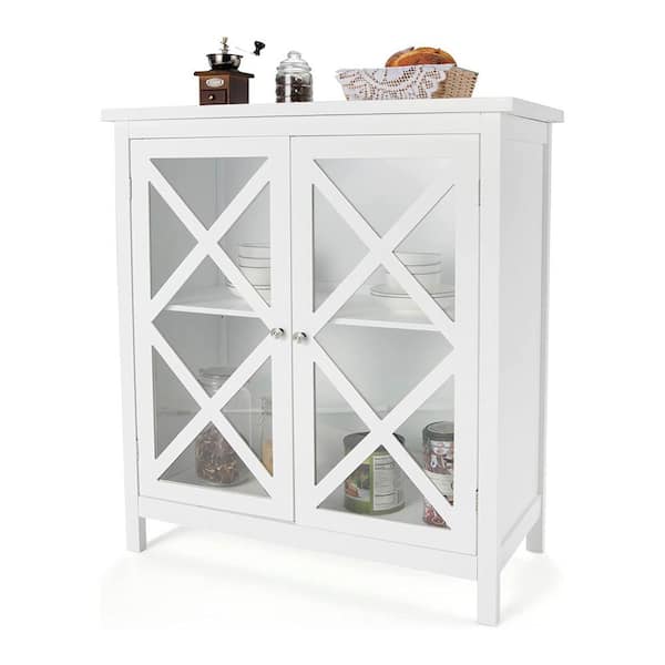 Bunpeony 35.5 in. W x 15.5 in. D x 38 in. H White Bathroom Floor Storage Linen Cabinet Double Doors Kitchen Cupboard