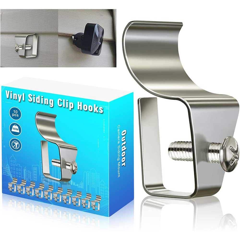 10 Pack Outdoor Camera Mount Vinyl Siding Clips Hooks, No-Hole Needed Hange