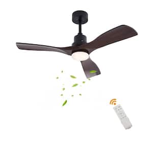 42 in. Indoor Black and Brown Modern Ceiling Fan with 3-Color Integrated LED Light Source and Remote Included