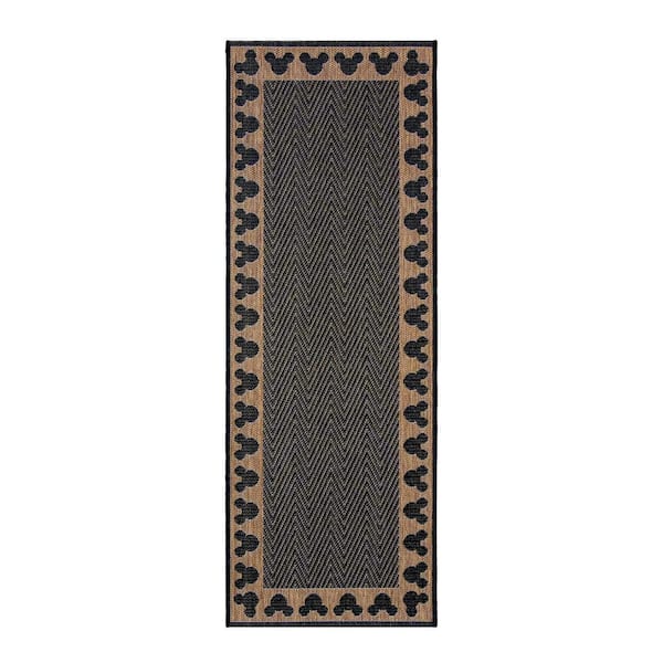 Disney Mickey Mouse Chestnut/Black 2 ft. x 6 ft. Border Indoor/Outdoor Area Rug