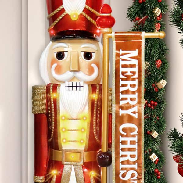 Haute Decor 37 Inch Tall Christmas Nutcracker - Red & Gold Resin Soldier, Pre-Assembled