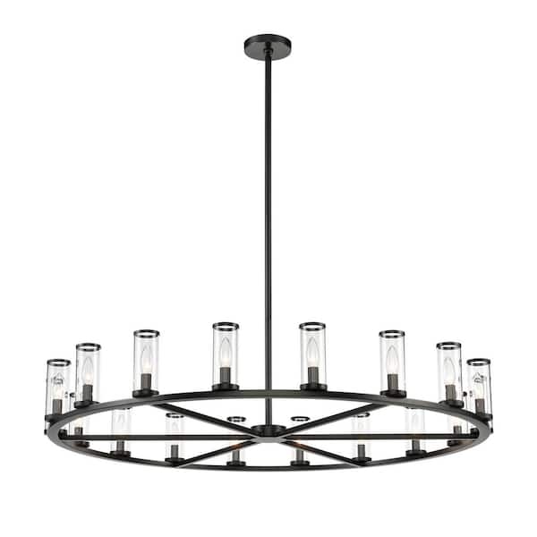 ALORA Revolve 48 in. 18-Light 60-Watt Clear Glass/Urban Bronze Chandelier