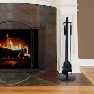 4-Piece Fireplace Tool Set with Compact Stand