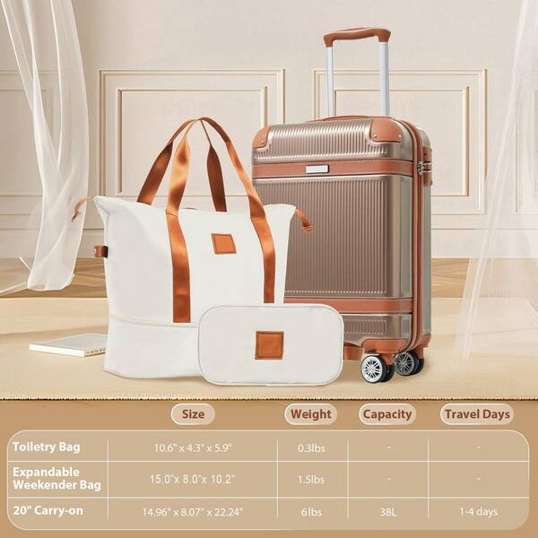 LIVACA 3-Piece Copper Hardshell Spinner TSA Lock Lightweight ABS