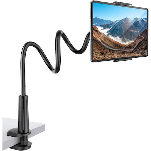 Lukyamzn Gooseneck Tablet Phone Holder Stand Adjustable Lazy Arm Clamp Mount for Bed Desk iPad iPhone Samsung Black