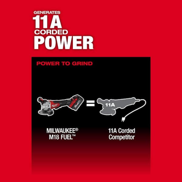 Milwaukee - M18 FUEL 18V Lithium-Ion Brushless Cordless 4-1/2 in./5 in. Grinder and Starter Kit w/(1) 5.0 Ah Battery and Charger