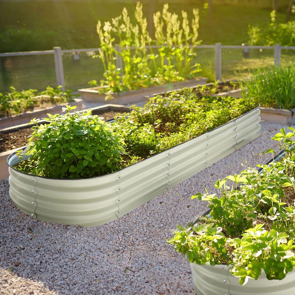 8 ft. x 2 ft. x 1 ft. Galvanized Steel Raised Garden Bed Planter Box Outdoor, Beige price history on PriceWatchPro