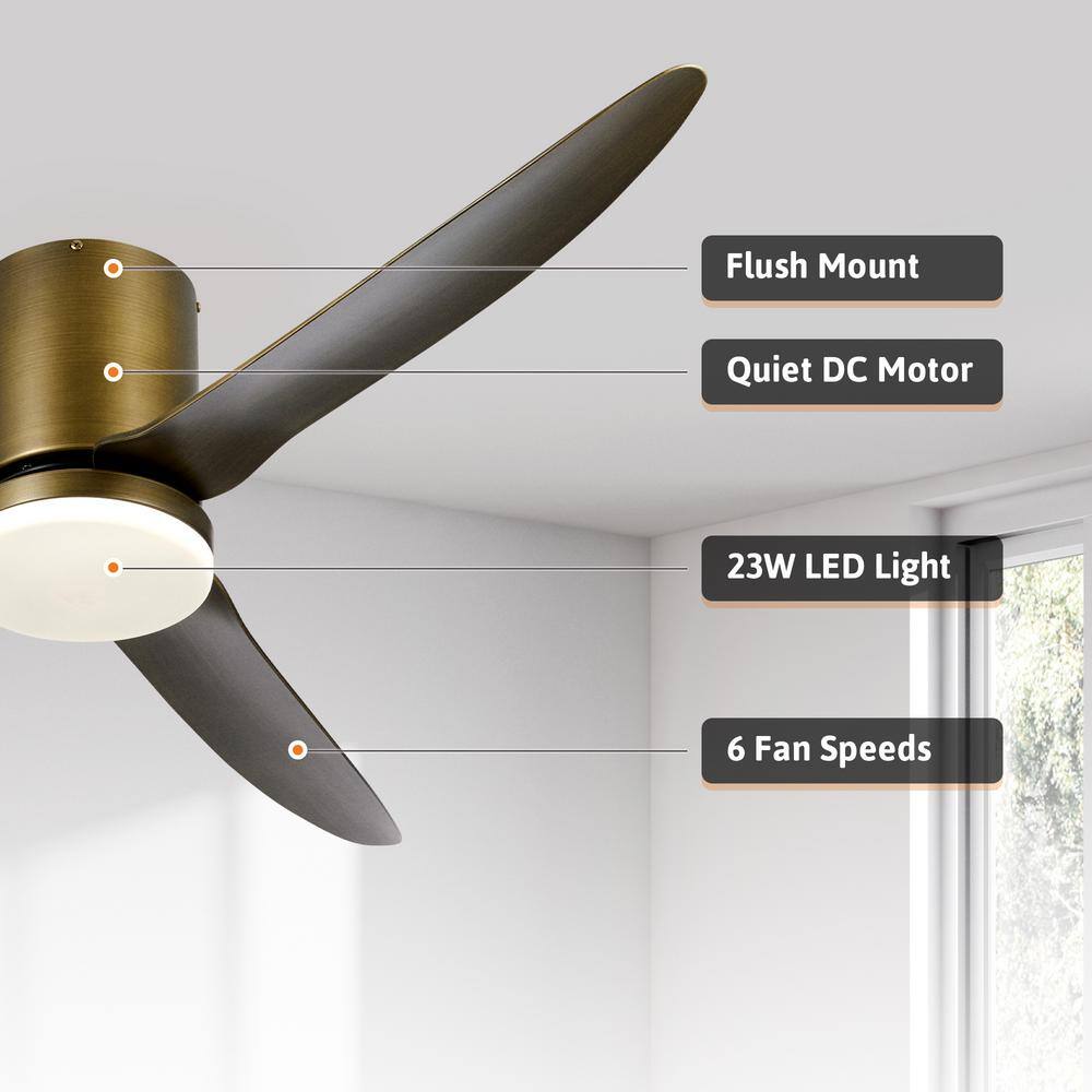 52" Bronze Smart Ceiling Fan with Dimmable LED Light Kit