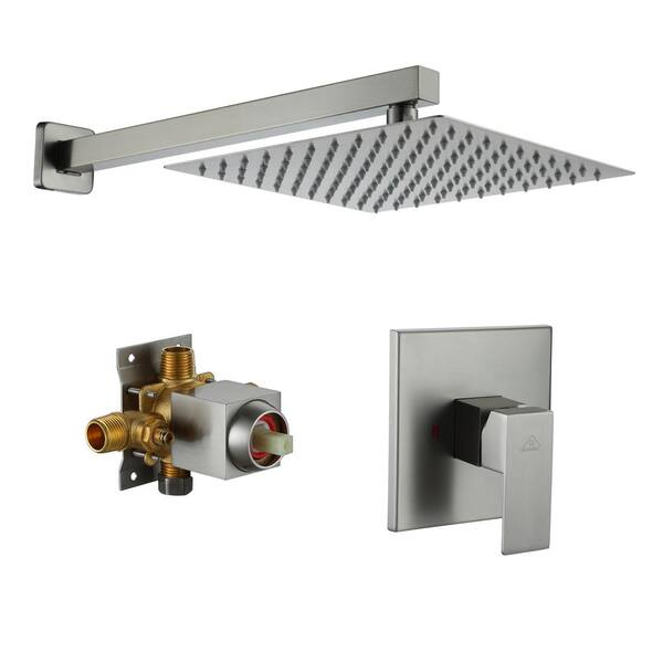 CASAINC 1-Spray Patterns with 2.5 GPM 10 in. Wall Mount Rain Fixed Shower Head in Brushed Nickel
