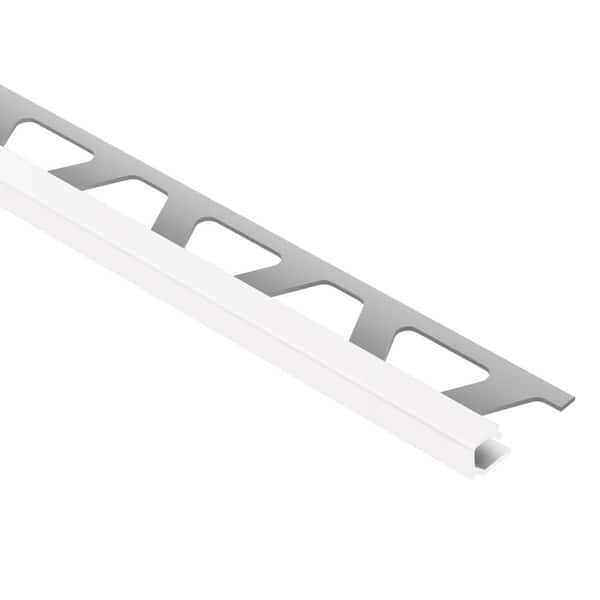 Quadec Bright White Color-Coated Aluminum 0.375 in. x 98.5 in. Metal Square Edge Tile Edge Trim