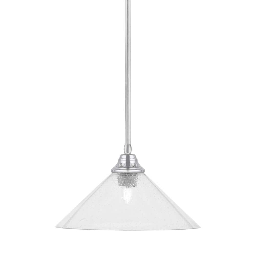 Sparta 100-Watt 1 Light Chrome Shaded Pendant Light with 16 in. Clear Bubbl