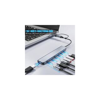 Hub USB 7-in-1 Ultra Sottile – 1 Porta USB 3.0 E 6 USB 2.0 In Alluminio Per MacBook E Laptop
