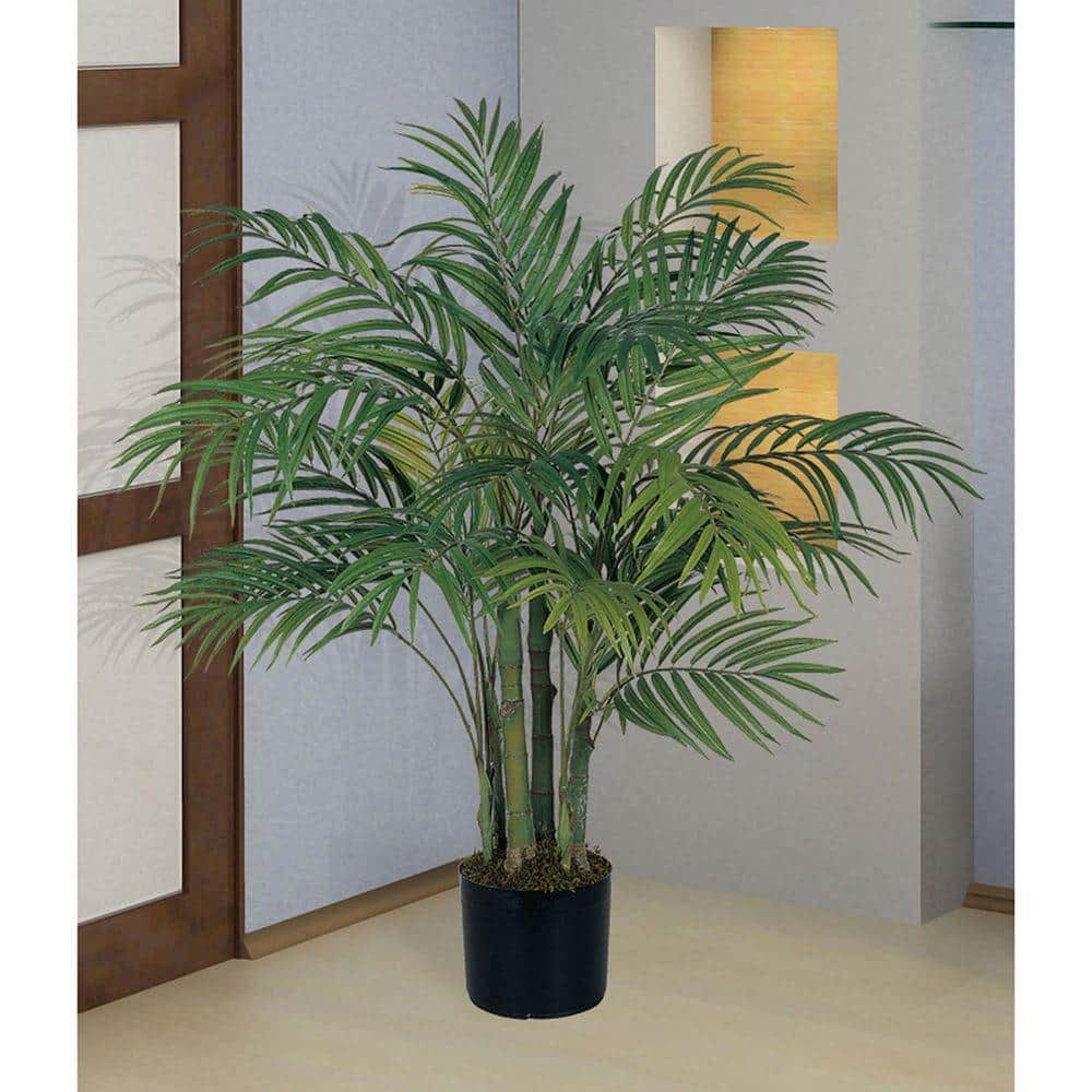 Nearly Natural 3' Green Silk Palm Tree in Black Pot