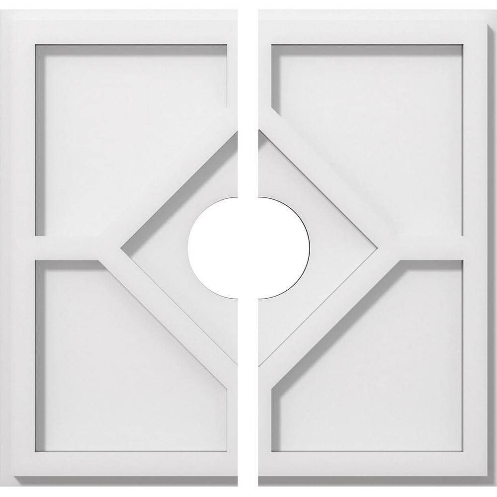 14" White PVC Contemporary Two-Piece Ceiling Medallion