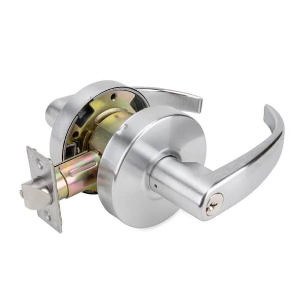 Taco LSV Sparta Series Standard Duty Brushed Chrome Grade 2 Commercial Cylindrical Entry Door Lever/Handle with Lock