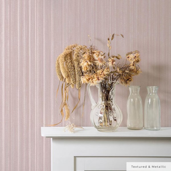 Metallic Blush Faux Grasscloth Vinyl Peel and Stick Textured Wallpaper Roll (Covers 56 sq. ft.)