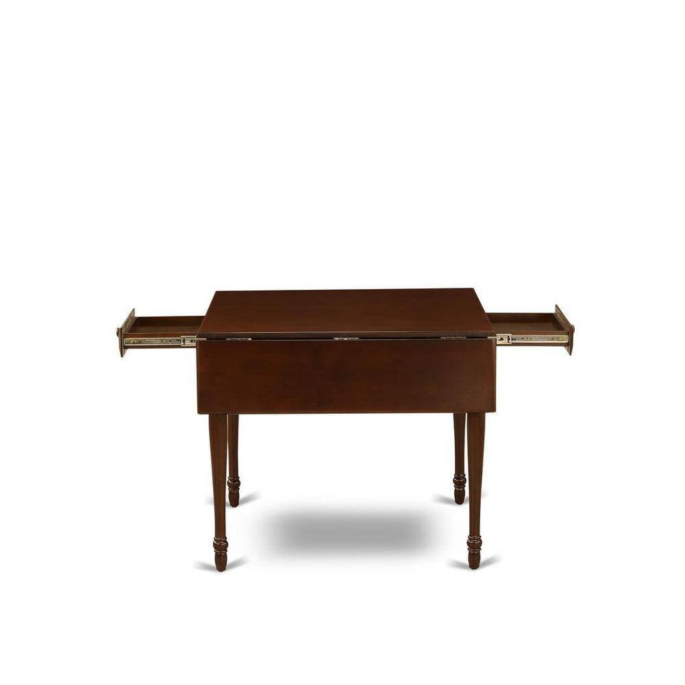 Mahogany 3-Piece Dining Set with Burgundy Upholstered Chairs