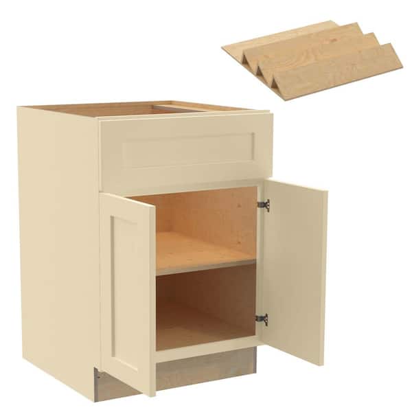 Home Decorators Collection Newport 24 in. W x 24 in. D x 34.5 in. H Assembled Plywood Base Kitchen Cabinet in Blended Cream with Spice Soft Close