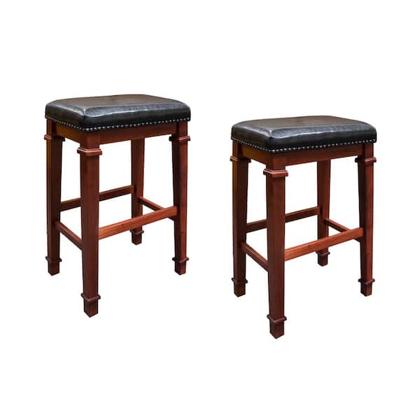 Unbranded Florida Faux Leather Cherry Bar Stools (Set of 2)