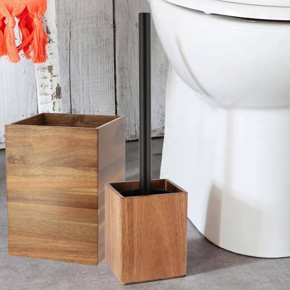 Acacia Wood Square Waste Basket for Bathroom/Bedroom - 2 Gallons