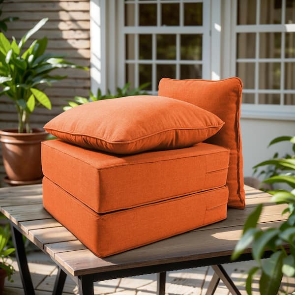 24 in. x 24in. x 6in. 4-Piece Deep Seating Water & Fade Resistant Outdoor Lounge Chair Replacement Cushion Set in Orange