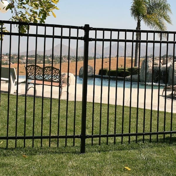 XCEL Black Steel Fence and Gate Post 5' Post with Flange n Cap for Concrete 