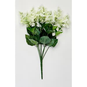 20 in. Artificial White Lilac and Leaf Bush