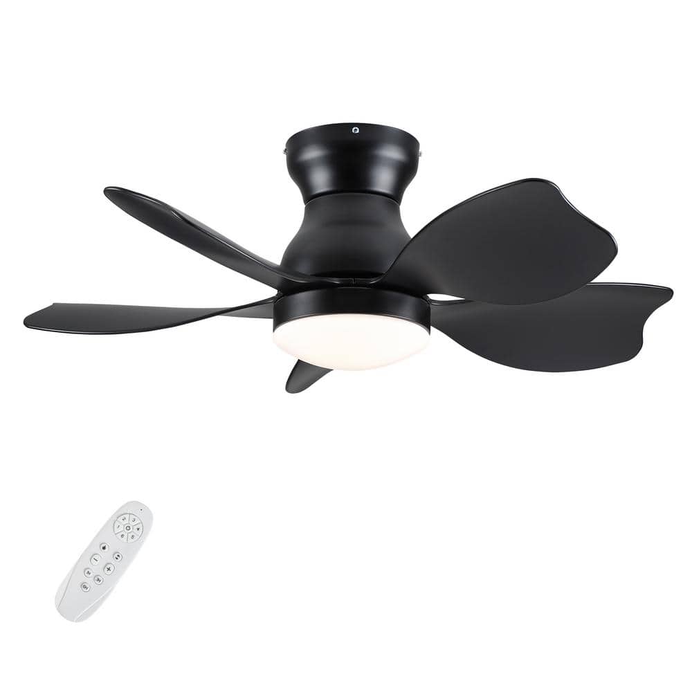 Jushua 30 in. LED Indoor Dimmable Timer Six speeds Black Smart Ceiling Fan  with Remote Control for Small Children Room Z103342 - The Home Depot