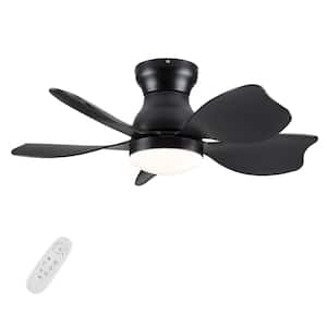 30 in. LED Indoor Dimmable Timer Six speeds Black Smart Ceiling Fan with Remote Control for Small Children Room