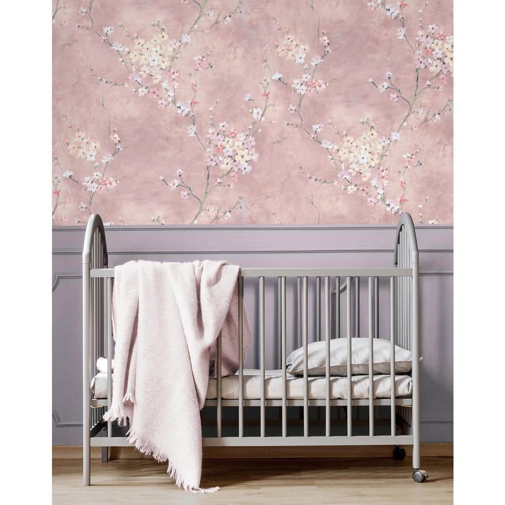Dusty Rose Floral Blossom Peel and Stick Wallpaper