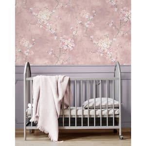 Dusty Rose Floral Blossom Vinyl Peel and Stick Wallpaper Roll (40.5 sq. ft.)