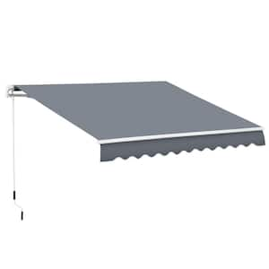 Outdoor 10 ft. x 8 ft. Retractable Awning, Patio Awnings with Manual Crank Handle, UV and Water-Resistant in Dark Gray