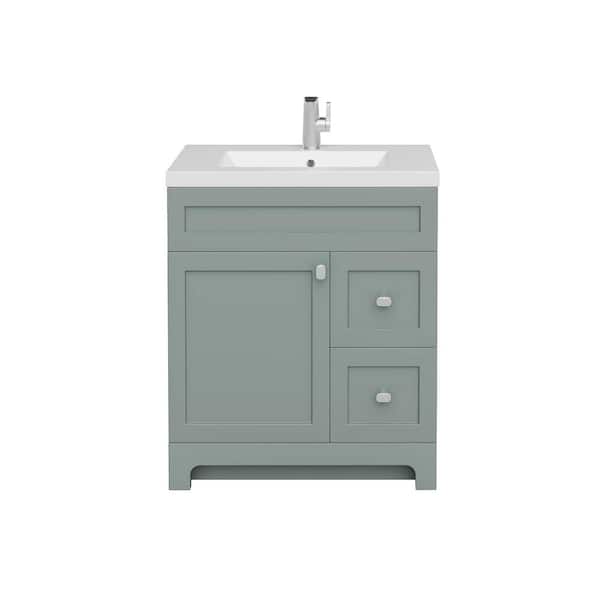 Cutler Kitchen and Bath Daisy 30 in. W x 21 in. D x 36.5 in. H S/Sink Free Standing Bath Vanity in Serenity with Cultured Marble Top in White