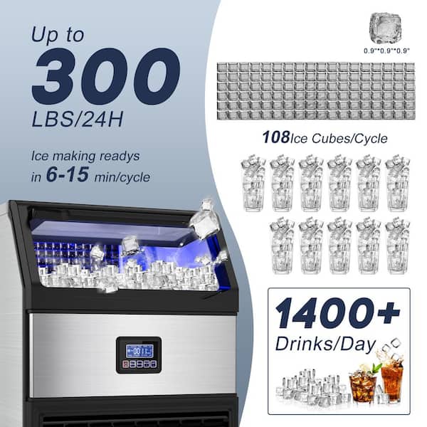 Gilati Commercial Ice Maker 300 lb./24 H Freestanding Ice Gilati Commercial Ice Maker 300 lb./24 H Freestanding Ice
