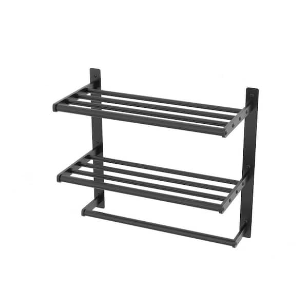 Cubilan 15.75 in. W x 7.87 in. D Matte Black Decorative Wall Shelf, Hotel Towel Racks for Bathroom Wall Mounted