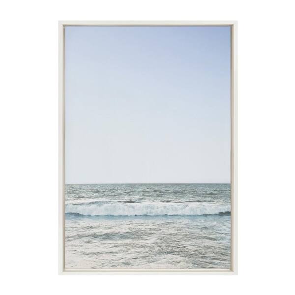 Kate and Laurel Sylvie Pale Blue Sea by The Creative Bunch Studio Framed Canvas Coastal Art Print 23 in. x 33 in.