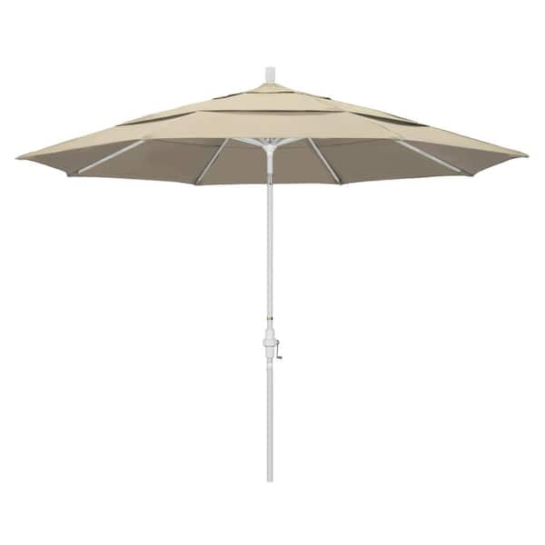 California Umbrella 11 ft. White Aluminum Pole Market Aluminum Ribs ...