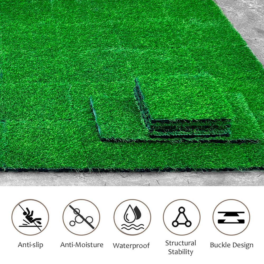 Grass Green Interlocking Artificial Turf Tiles for Indoor Outdoor Use