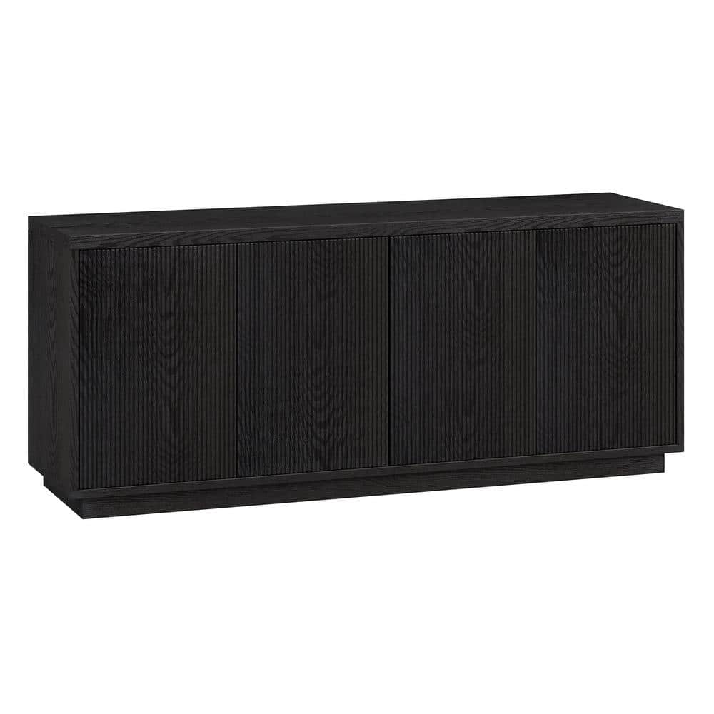 Evelyn&Zoe Hanson Rectangular TV Stand for TV's up to 65", Black Grain