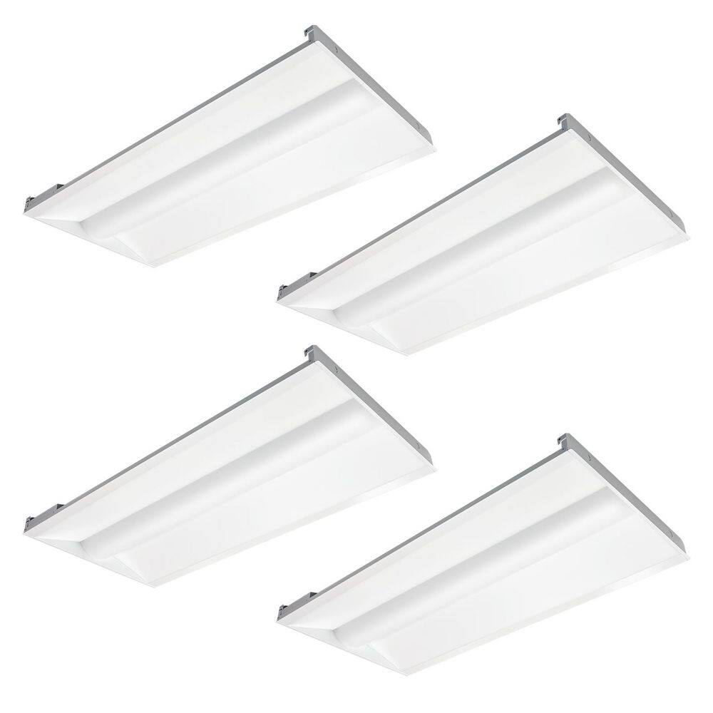 4-Pack 2 ft. x 4 ft. 120W Equivalent White Dimmable 3500K-4000K-5000K Integrated LED Troffer Light, up to 5625-Lumens,UL price history on PriceWatchPro